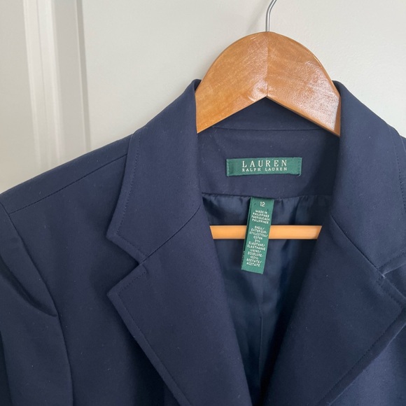 VTG LRL Ralph Lauren Womens Blazer Navy Crest & Crown Cotton Jacket Sz 12 Y2K - Picture 6 of 12